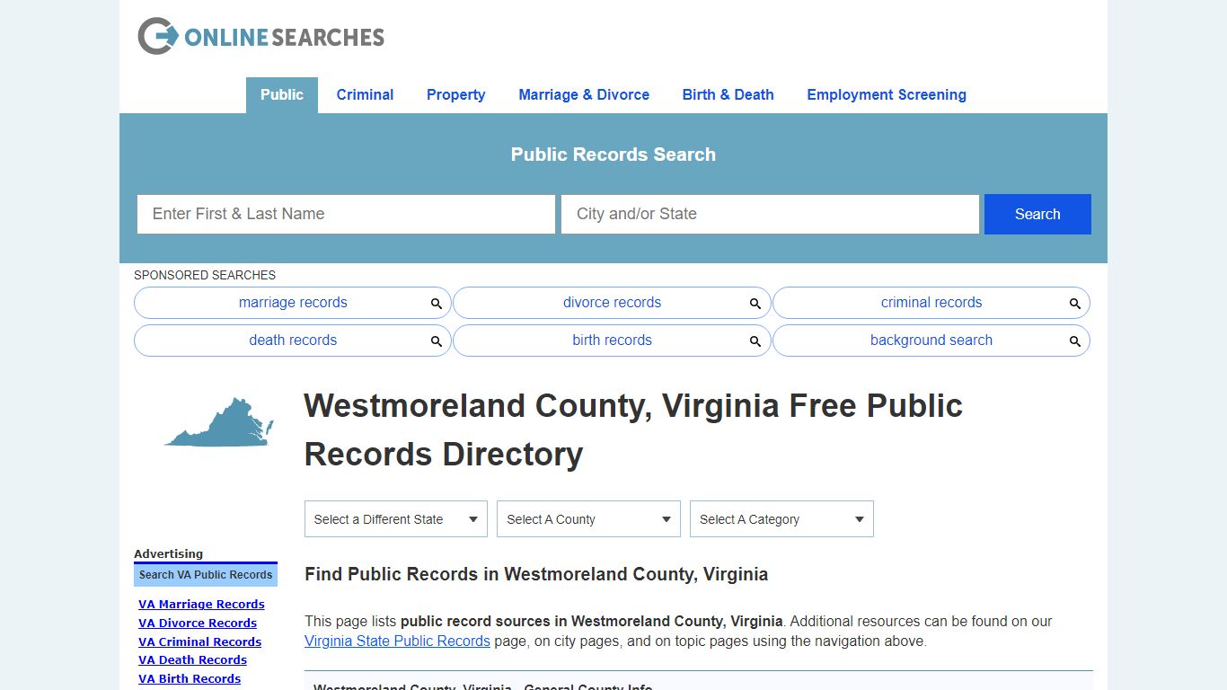 Westmoreland County, Virginia Public Records Directory