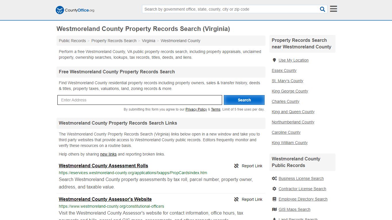 Westmoreland County Property Records Search (Virginia) - County Office